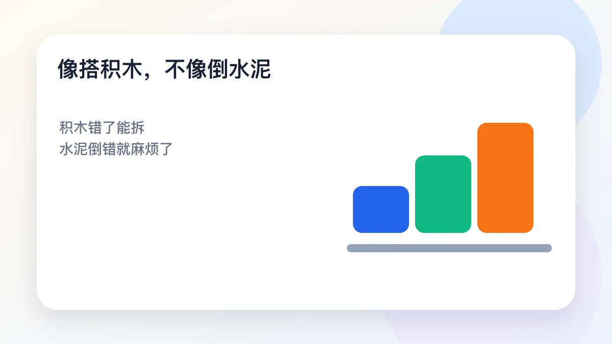 视觉比喻图：像搭积木，不像倒水泥（示意图）